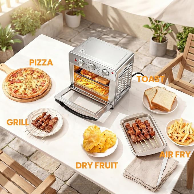 NEWBULIG 17QT Air Fryer Toaster Oven Combo, 8-in-1 Multi-Function Air Fryer, Large Capacity Countertop Convection Oven, 450°F Fast Cooking, 60 Min Precision Timer for Healthy Delicious Meals