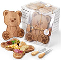 Ziliny 12 Set Baby Shower Prizes Bear Shaped Cheese Board with Cheese Knives and Forks Baby Shower Party Favors Gift Box for Wedding Bridal Birthday Gender Reveal Favor (Acacia Color)