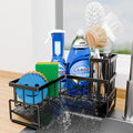 Fikoksol Large Sponge Holder for Kitchen Sink, 90-Degree Sink Caddy Organizer with Dish Brush Holder for Countertop Corner Storage Rack, Metal L-Shaped Kitchen Sink Sponge Soap Organizer Storage Ideas