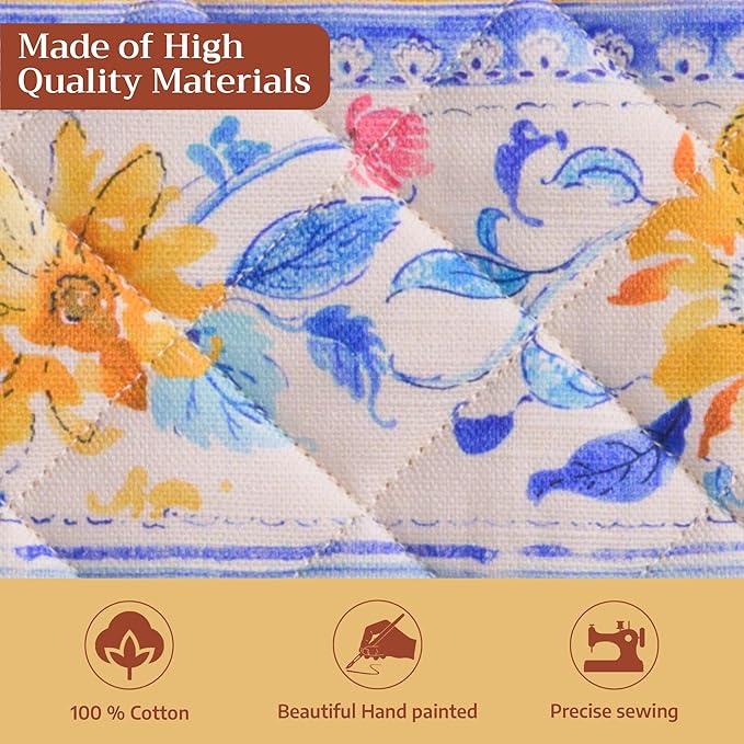 Maison d' Hermine Pot Holders 100% Cotton Heat Resistant Potholders 8" x 8" Hot Pads with Loop BBQ Cooking Baking Gifts for Mothers Day Handling Hot Pans Spring/Summer (Pack of 1, Girassol)