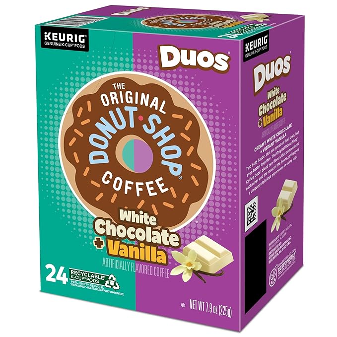 The Original Donut Shop Duos White Chocolate + Vanilla, Keurig Single Serve K-Cup pods, 96 Count