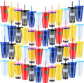 Kochorie 48 Pcs Teacher Appreciation Gifts Cups 24 Oz Reusable Tumblers | with Lids & Straws Back to School Thanks to Teacher Plastic Cups for Valentines Teachers Gifts Christmas Party Supplies