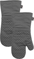 All-Clad Premium Ogee Silicone Printed Oven Mitt: Heat Resistant to 500 Degrees - 100% Cotton and Silicone, 14"x7" Oven Mitt for Kitchen and Barbeque, 2-Pack, Pewter