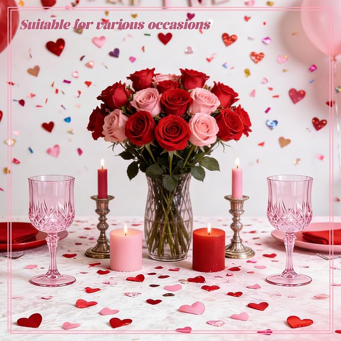 30 Pack Plastic Wine Glasses,10oz Unbreakable Vintage Style Goblets,Reusable Crystal Like Drinking Glass for Wedding Reception, Party Supplies (Pink)