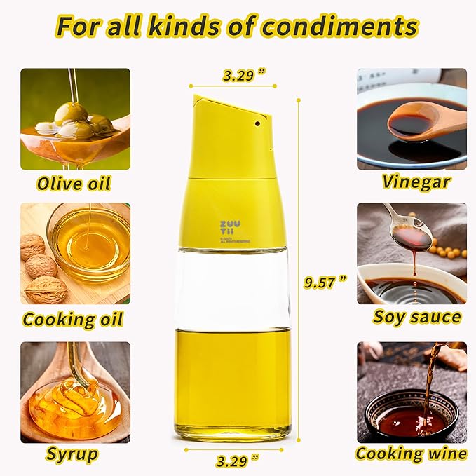 Zuutii Olive Oil Dispenser Drip Free Oil Dispenser Bottle for Kitchen Glass Oil and Vinegar Dispenser Set Olive Oil Bottle Cooking Oil Soy Sauce Dispenser Oil Container White+Yellow+Gray+Blue