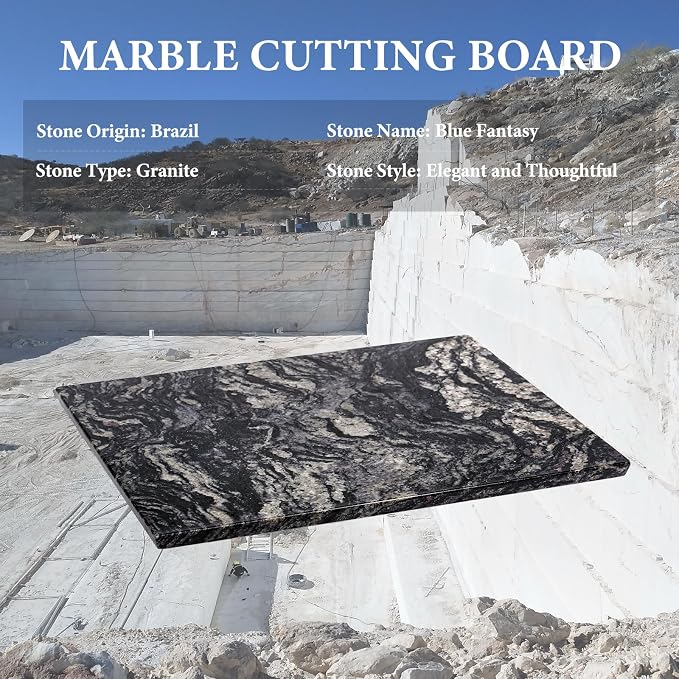 Koville Brazilian Natural Granite Cutting Board for Kitchen, 16x20inch Extra Large Hand Crafted Stone Slab for Cheese, Charcuterie, Pastry Board - Wedding Gift, House Warming Gift
