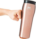 Mighty Mug | The Untippable Mug | Grips When Hit, Lifts for Sips | Insulated Stainless Steel Tumbler | Cupholder Friendly | Gifts for Women Men All | Leakproof | 6 Hour Hot / 24 Cold | 16oz | RoseGold