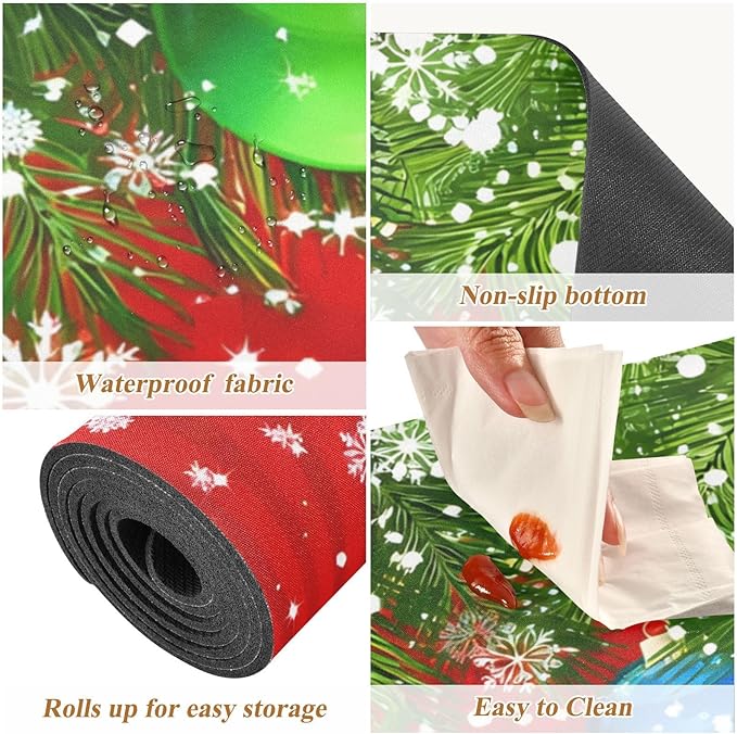 Christmas Tree Decoration and Snowflakes Trivet Table Runner 40 Inches Long Trivet for Hot Pots and Pans/Hot Dishes,Table Protector Heat Up to 230F, Decorative Hot Plates Mat for Kitchen Countertop