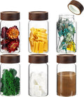 8oz Airtight Glass Jars Small Spice Storage Canister with Wooden Lid Clear Glass Food Container Canning Jar for Cookies Overnight Oats Yogurt Pantry Sugar Tea Coffee Bath Salts (6×250ml(8.4oz))