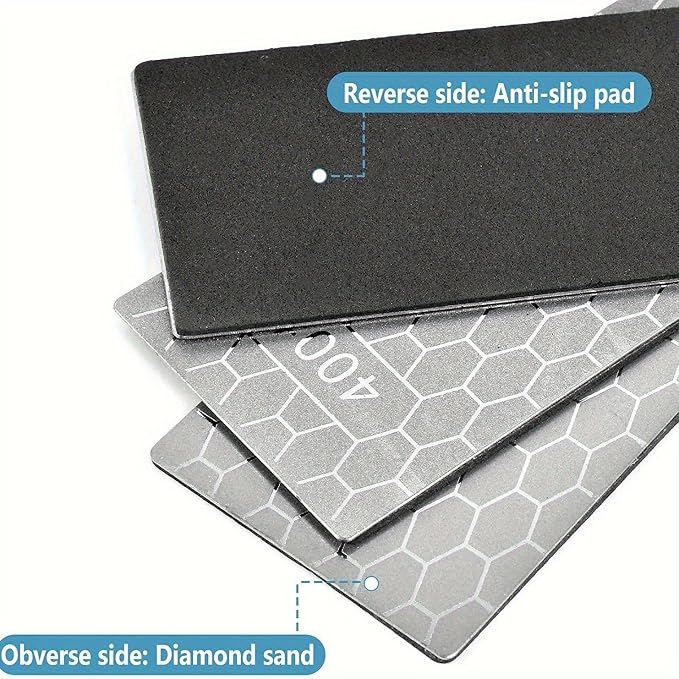 6 PCS Diamond Sharpening Plate with Honeycomb Surface Plate for Scissors Knives Outdoor Tools From Coarse to Extra Fine 400/600/800/1000/1200/2000 Grit