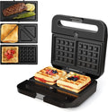 Sandwich Maker Panini Press Grill, 3 in 1 Electric Waffle Maker with Removable Non-stick Plates, Glass Top, Cool Touch Handle & Easy to Clean, 1000W