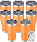 30 oz Tumbler with Lid Stainless Steel Tumblers Bulk Vacuum Insulated Cup Reusable Powder Coated Travel Mug Double Wall Leak Proof Cups Keep Cold Drinks for 12 Hours Orange, Set of 8
