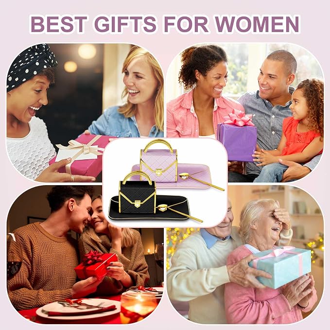 Zubebe 2 Set Coffee Mug Elegant Handbag Shaped Cup Modern Ceramic Purse Mug with Spoon and Saucer, 10oz Cute Creative Tea Cup for Woman Girls Gift (Purple,Black)