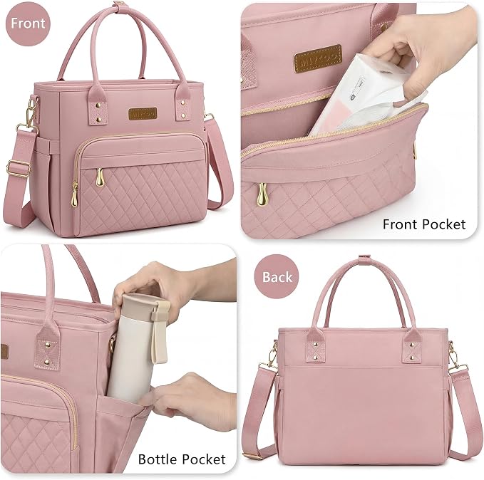 MIYCOO Lunch Bag Lunch Box Women - Leakproof Insulated Lunch Cooler Bag for Women - Large Lunch Tote Bags Adults, Pink