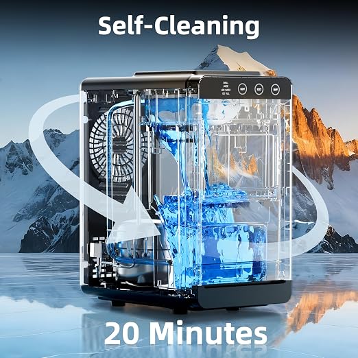 Countertop Portable Ice Maker, 8 Cubes in 6 Mins Fast Ice Making, 26Lbs Ice Per Day Auto Self-Cleaning Ice Machine with Ice Basket & Scoop, Compact Mini Ice Maker for Home Kitchen Office Bar RV Travel