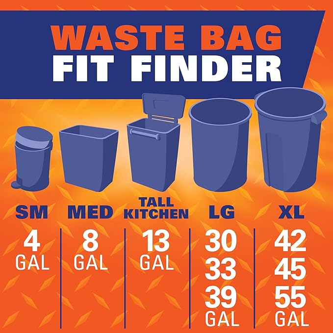 Hefty Ultra Strong 13 Gallon Trash Bags, Black Tall Kitchen Trash Bags 13 Gallon Size, Break Resistant Drawstring Enclosure, Continuous Odor Control, Blackout, Unscented, 40 Bags