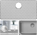 Sink Protectors for Kitchen Sink - Large 28.4"x 15" with Rear Drain Hole Heat Resistant Easy Clean Non-slip Silicone Kitchens Sinks Mat for Bottom of Kitchen Sinks Stainless Steel(Grey)-72x38CM