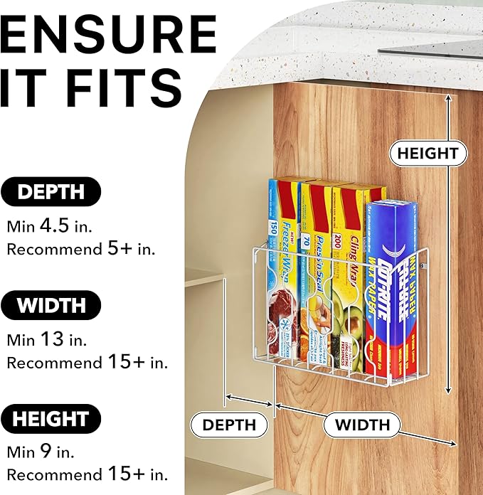 SIMPLE HOUSEWARE Kitchen Wrap Organizer Rack - Thumbnail 3