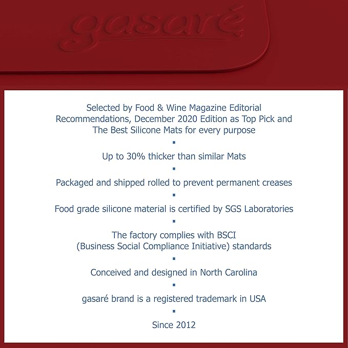 GASARÉ, Set of 2, Extra Large, Thick, Silicone Mats for Kitchen Counter, Heat Resistant Mats, Countertop Protector, Non-Slip, Easy to Clean, 25 x 17 Inches x 1.4mm, Red