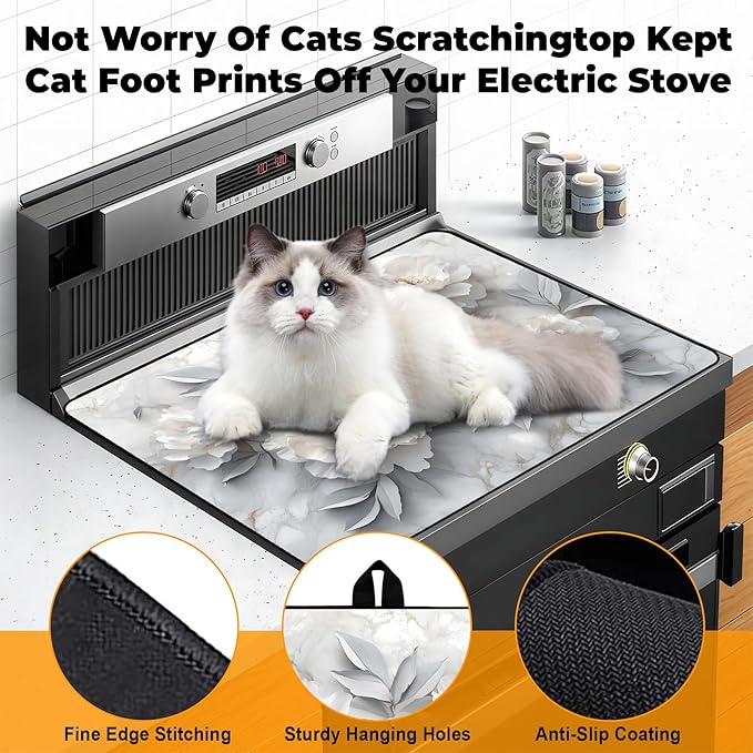 Heat-Resistant Glass Stove Top Cover with Anti-Slip Rubber Coating – 28.5x20.5 Inch Electric Stove Protector, Scratch-Resistant, Expands Counter Space, Stylish Kitchen Decor