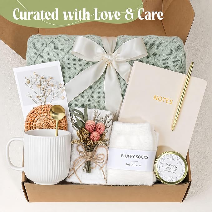 OHATOS Self Care Gifts for Women, Care Package for Women, Birthday Gift Basket for Best Friend Sister Mom, Cozy Gift Set, Feel Better Relaxing Gifts for Girls