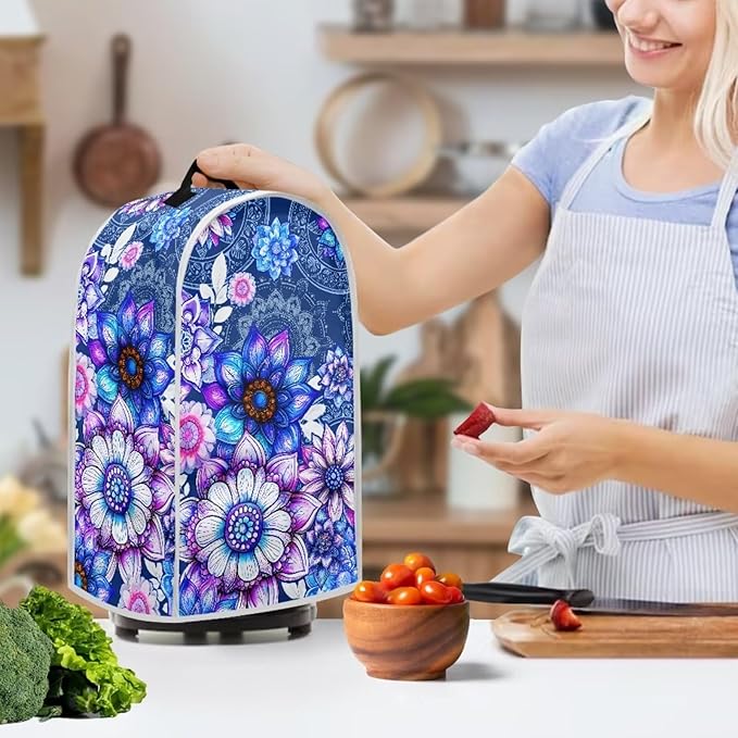 Bright Blossoms Toaster and Blender Cover Set Boho Mandala Floral Small Appliance Cover Kitchen Accessories Size S