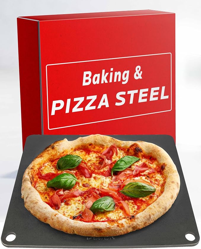 OLEEK Pizza steel Sheets for oven - Metal baking steels sheets for oven - Pizza steel 16x13.4 inches - Steel pizza stone for oven - Baking's steels pro pizza - Baking's stone for oven