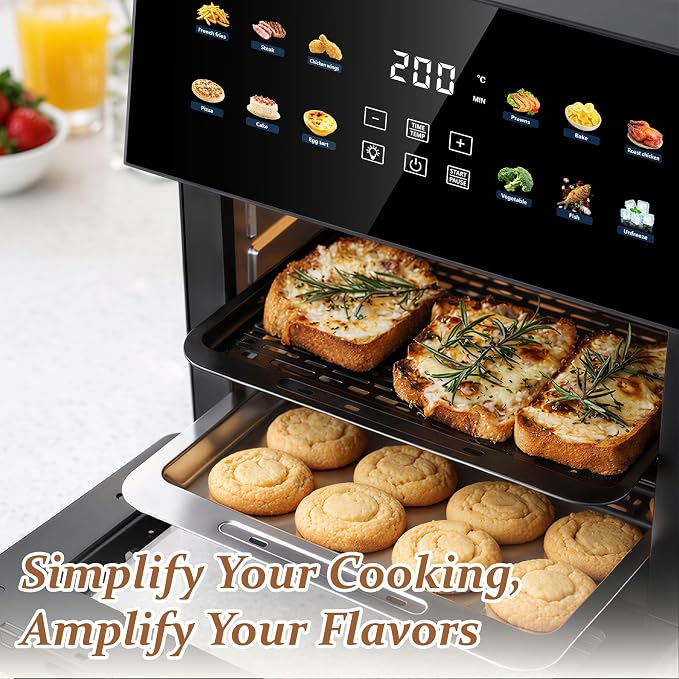 2026 Upgraded 12QT Air Fryer Oven, 8-in-1 Toaster Oven Combo, 8 Presets, Family Size Countertop Oven, 2 Baking Racks & Gloves, Roast Bake Air Fry, Easy to Clean