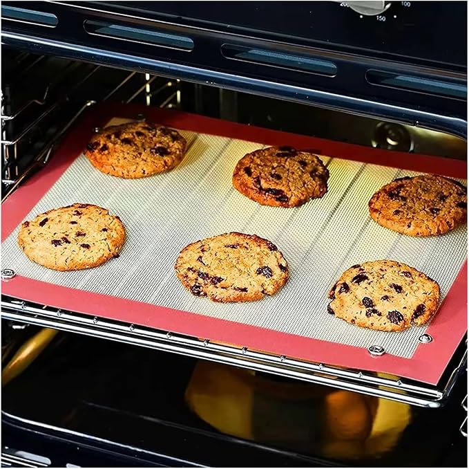 Silicone Baking Mat Non Stick Leakproof Cookie Tray Heat Resistant Oven Liner Kitchen Tool(Red-1PCS)