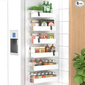 HuggieGems 6 Pack Magnetic Spice Storage Rack Organizer for Refrigerator and Oven, White Fridge Organizers and Storage
