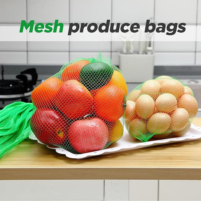 Windyun 1000 Pcs 20 Inch Mesh Bags for Vegetables Mesh Produce Bags Reusable Nylon Netting Bulk, Fits Storage Egg Vegetable Seafood Fruits Grocery (Green)
