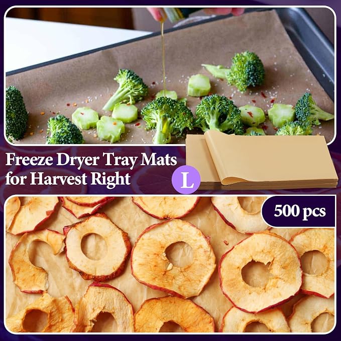 500 Packs Freeze Dryer Tray Mats For Harvest Right Freeze Dryer Accessories for Large Trays, Parchment Sheets, Freeze Dryer Tray Mats for Harvest Right