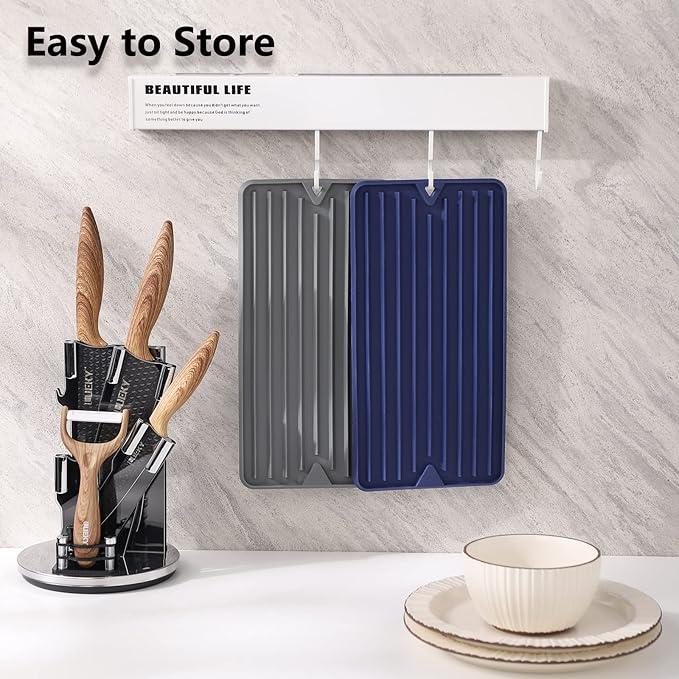Dish Drying Mat, Mini Silicone Drying Mat for Kitchen Counter, Heat Resistant Silicone Mat for Countertop Protector, Super Thick Non-Slip Dish Drying Pad for Coffee Cup/Bottle/Glassware