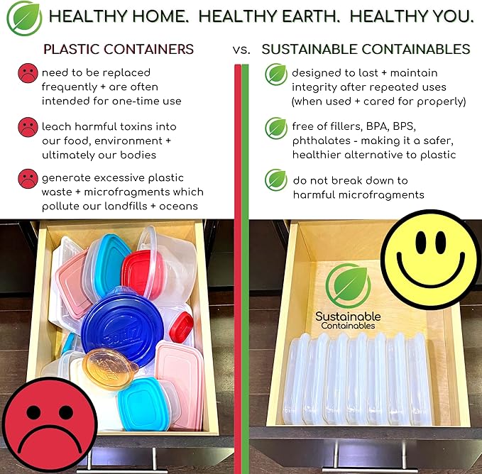 Premium Silicone Collapsible Food Storage Containers with Silicone Leakproof Lids, Platinum Food-Grade, BPA Free, LFGB Certified, Compact, Reusable Lunch Box, Microwave Safe, 4.9 Cups 3 Pk