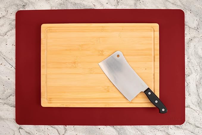 GASARÉ, Extra Large, Thick, Silicone Mat for Kitchen Counter, Heat Resistant Mat, Countertop Protector, Non-Slip, Easy to Clean, Cuttable, 25 x 17 Inches, Red