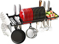 Adjustable Stainless Steel Wall Mounted Over the Sink Dish Drying Rack, Large Capacity Pot Rack Dish Rack with Utensil Holder for Kitchen Storage Organizer Patent Pending (Black)