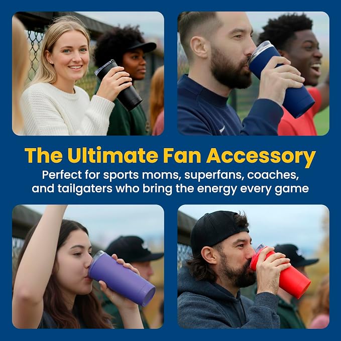 The LoudCup Blow Horn Tumbler, Cheer & Sip 2-in-1 Reusable Water Bottle with Built-In Horn for Sports Games, Tailgates, Parties & Events, BPA-Free, 16 oz, Jet Black