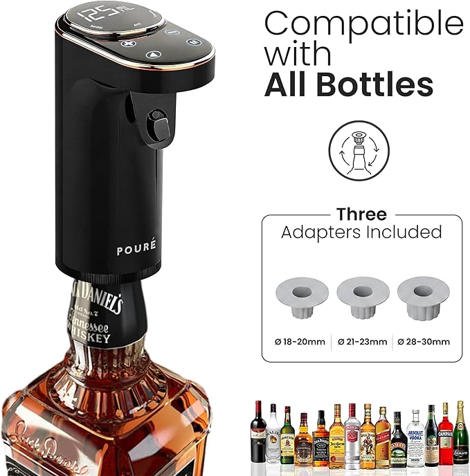 5-in-1 Electric Liquor Dispenser with Wine Aerator - Smart Drink Dispenser Whiskey Pump - Alcohol Output 1-999mL - Mothers Day Gift Essential - LED Touch Screen - Birthday Gift Men Women (V2)