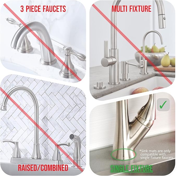 Ternal Original SINKMAT 24in XL Faucet Splash Guard Extra Long Microfiber Sink Drip Catcher Mat Non Slip Countertop Protector Drying Pad Kitchen Bathroom RV Machine Washable [Black]