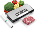 NutriChef Vacuum Sealer Machine, 80kPa Food Vacuum Sealer with Cutter, Bag Storage, Suction Hose, 1 Bag Roll & 5 Vacuum Bags to Ensure Freshness, Suitable for Freezer Meal Prep & Portioning 14"x7"x3"