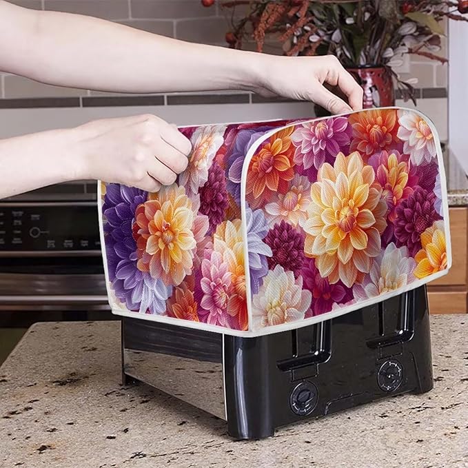 Bright Floral Blender Dust Cover Toaster Cover Boho Mandala Floral 4 Slice Washable Kitchen Small Appliance Cover