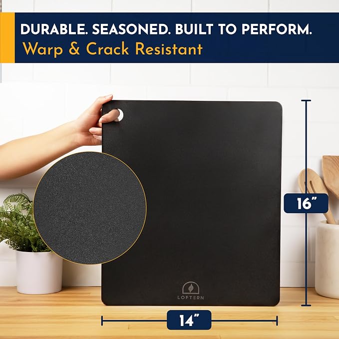 14" x 16" Pizza Steel - Heavy-Duty Carbon Steel Baking Plate for Oven, Grill & Pizza Oven - Pro Pizza Stone for Bread, Sourdough, and Crisp Crust Perfection