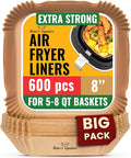600Pcs Air Fryer Liners Disposable, Non-Stick and Oil Proof for Easy Cleanup Airfryer Liners, 8” Square for 5-8 qt Basket by Baker's Signature