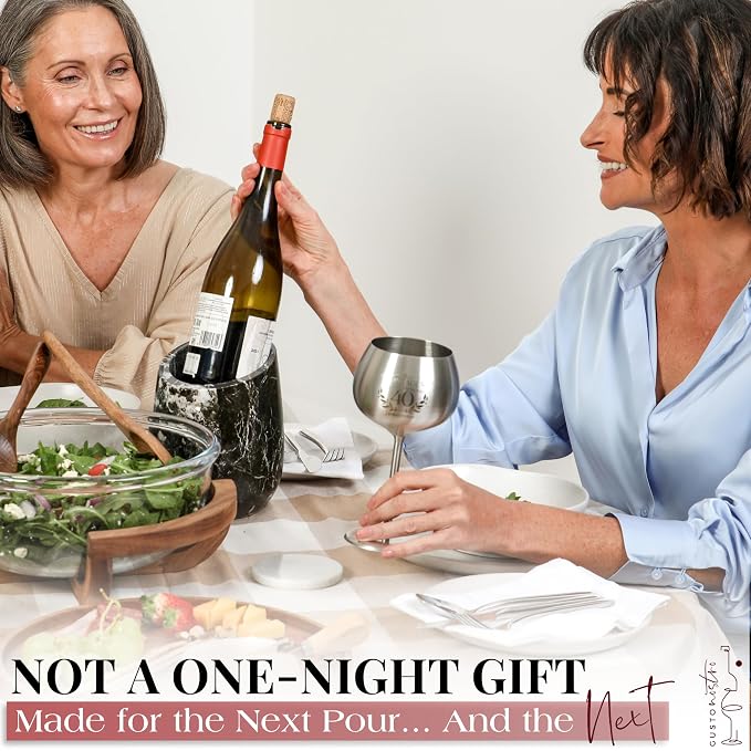 Gusto Nostro 60th Birthday Wine Glass - Happy 60th Birthday Gifts for Women/Men - Stainless Steel Wine Glass with Engraved Vintage Sixty Bday Quote, Luxury Box - Unique Gifts for 60 Year Old Woman,Man