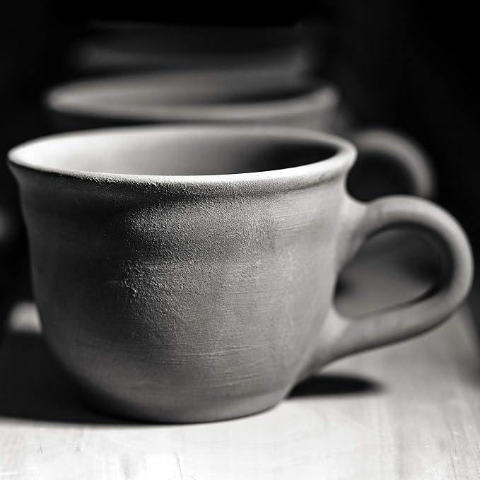 City to Cottage Handmade Black and White Polka Dot Large Ceramic 12oz/350ml Cappuccino Coffee Tea Cup and Saucer, Unique Designer Pottery for Tea Lovers