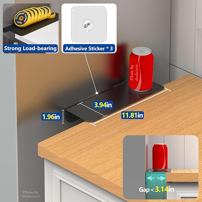 Metal Kitchen Refrigerator Gap Partition Countertop Gap Extension Board, Refrigerator Side Partition, Gap Covers Between Countertop And Walls, No Drill (Black, 11.81 * 3.93inch)