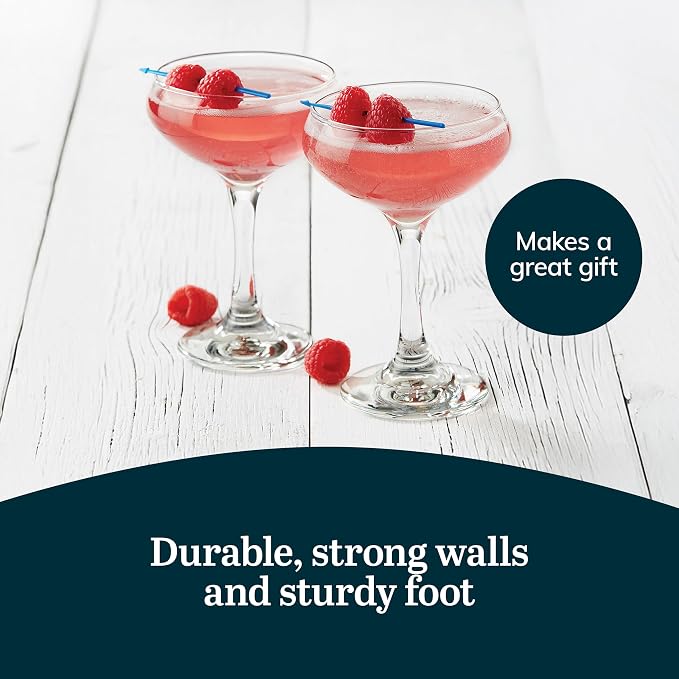 Libbey 3055 Perception Cocktail Coupe Glasses Set of 12, Elegant, Curvaceous Coupe Martini Glasses, 8.5 Oz Stemmed Champagne Coupe for Beverages