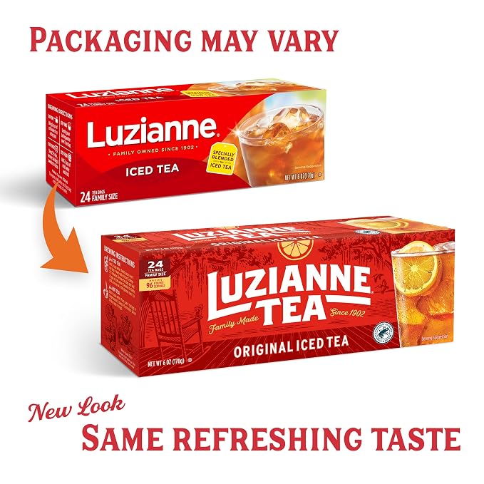 Luzianne Unsweetened Iced Tea Bags, Family Size, 24ct Box (Pack of 1)