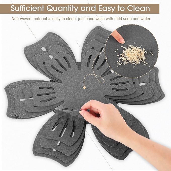 Nuogo 30 Pieces Pan Pot Protectors for Stacking 5 Different Size Max 16" Felt Pan Liners Protector Pad Anti Slip for Protecting and Dividers Stacking Separators(Gray)