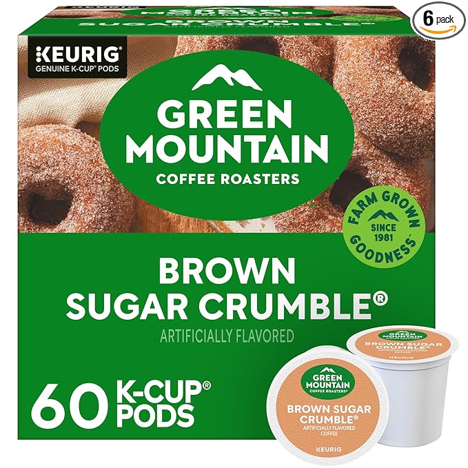 Green Mountain Coffee Roasters Brown Sugar Crumble Keurig Single-Serve K-Cup pods, Medium Roast Coffee, 60 Count (6 Packs of 10)